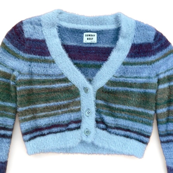 Aritzia Sunday Best Reese Striped Fuzzy Cardigan - Picture 2 of 11